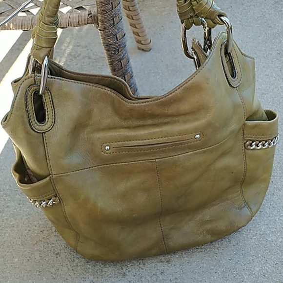 ☘️B. Makowsky Shoulder Bag. Olive Green Leather. - Picture 4 of 8